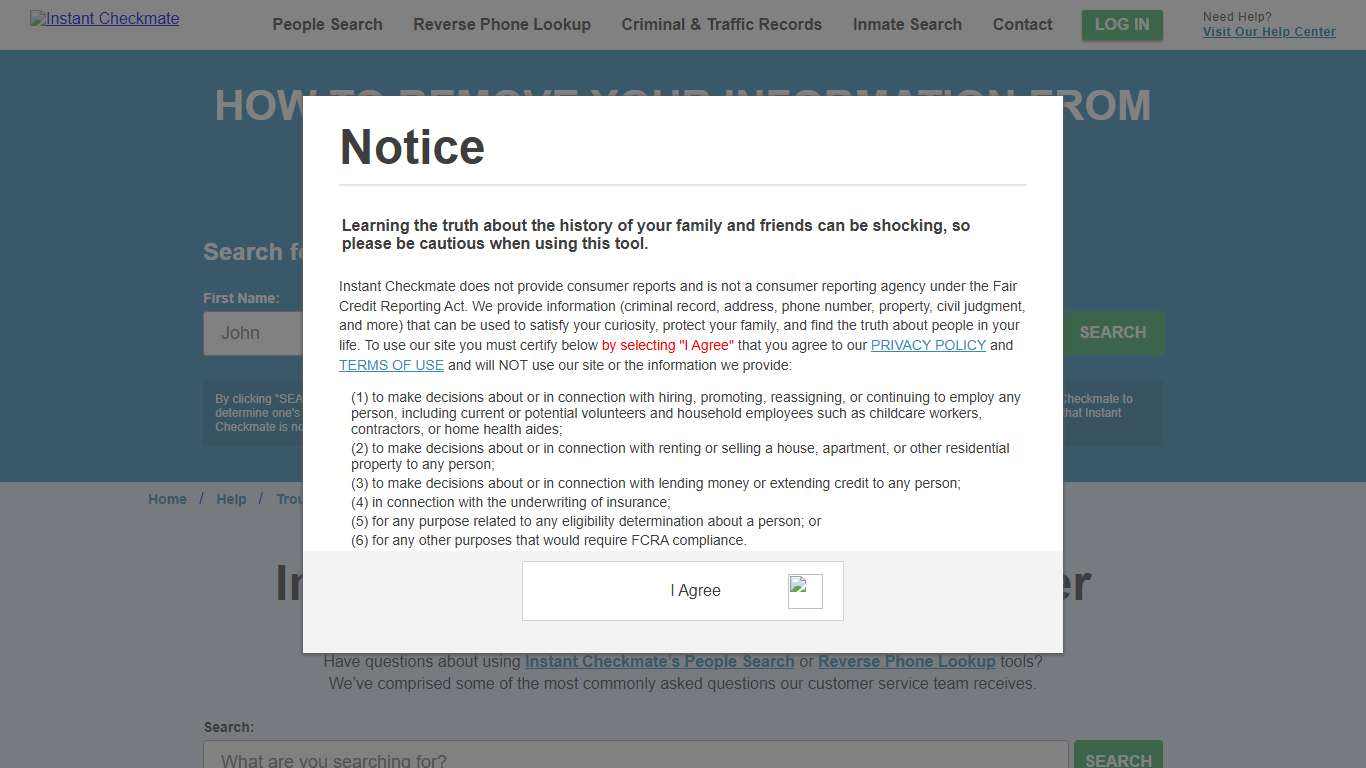 Options to Remove Your Information from Instant Checkmate